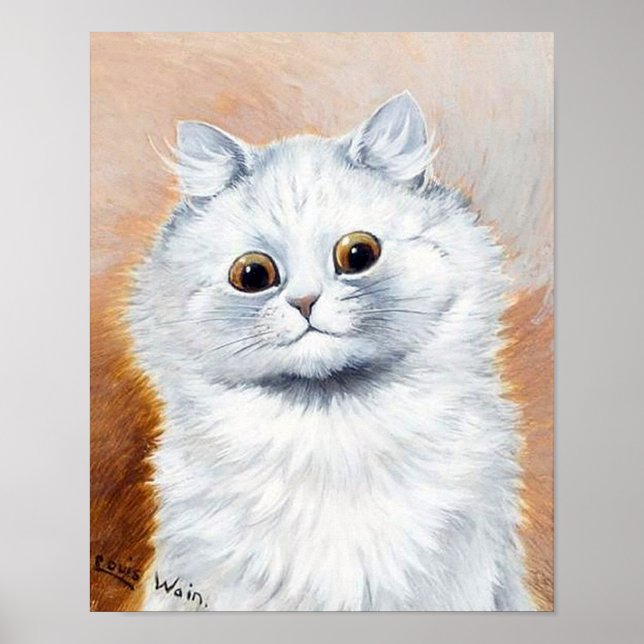 Weiße Katze mit Fan Poster (Vorne)