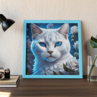 Weiße Katze mit hellblauen Augen, Bläschen