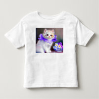 Weiße Katze mit Lila Blume Collar Painting