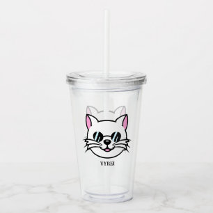 Weiße Katze mit schwarzer Brille / Sonnenbrille Acryltrinkbecher