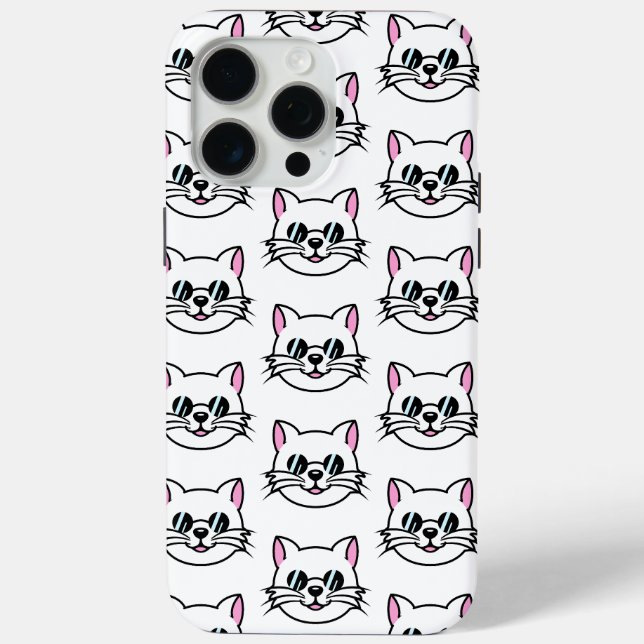 Weiße Katze mit schwarzer Brille / Sonnenbrille Case-Mate iPhone Hülle (Rückseite)