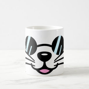 Weiße Katze mit schwarzer Brille / Sonnenbrille Kaffeetasse