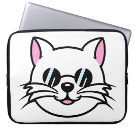 Weiße Katze mit schwarzer Brille / Sonnenbrille Laptopschutzhülle
