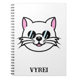 Weiße Katze mit schwarzer Brille / Sonnenbrille Notizblock