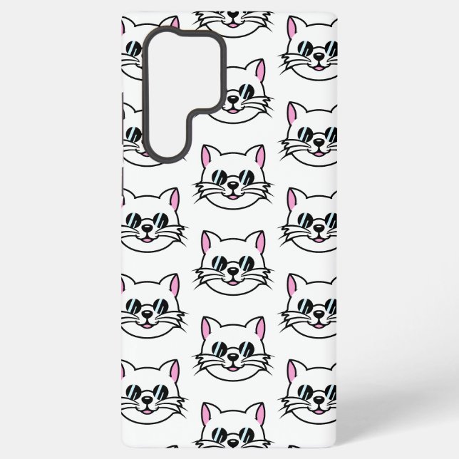 Weiße Katze mit schwarzer Brille / Sonnenbrille Samsung Galaxy Hülle (Rückseite)