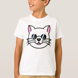 Weiße Katze mit schwarzer Brille / Sonnenbrille T-Shirt