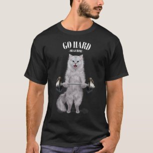 Weiße Katze Muskel Training Gewichtheben Fitness I T-Shirt
