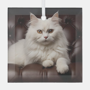 Weiße Katze Ornament Aus Glas