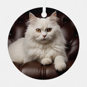 Weiße Katze Ornament Aus Metall