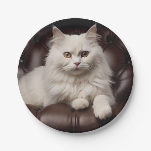 Weiße Katze Pappteller