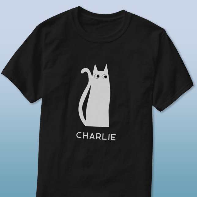 Weiße Katze Personalisiert T-Shirt (White cat personalized name t-shirt)