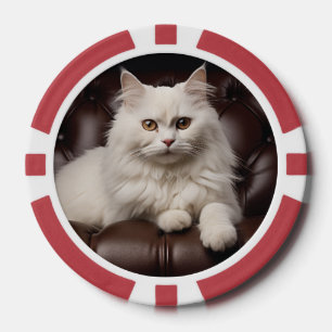 Weiße Katze Pokerchips