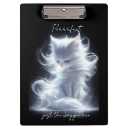 Weiße Katze Purrfect Klemmbrett