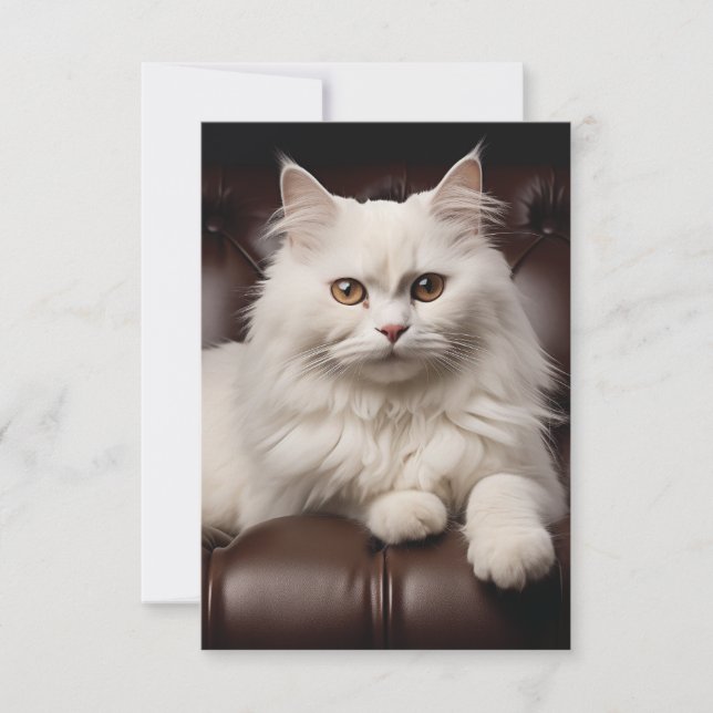 Weiße Katze Save The Date (Vorderseite)