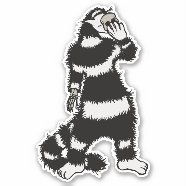 Weiße Katze Schädelmaske Whimsical Gothic Aufkleber (Vorderseite)