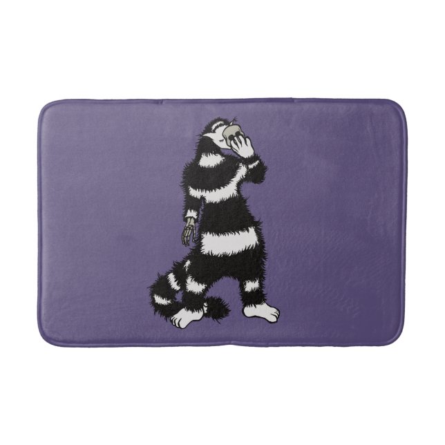 Weiße Katze Schädelmaske Whimsical Gothic Badematte (Vorderseite)