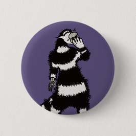 Weiße Katze Schädelmaske Whimsical Gothic Button