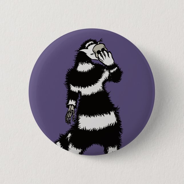 Weiße Katze Schädelmaske Whimsical Gothic Button (Vorderseite)