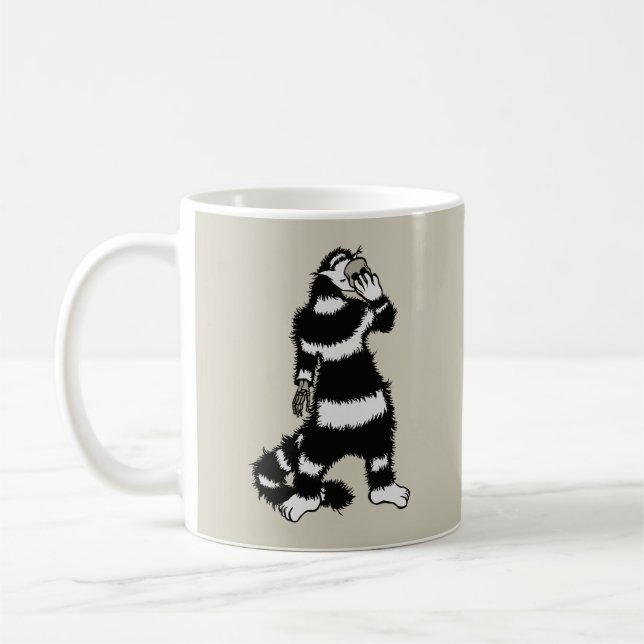 Weiße Katze Schädelmaske Whimsical Gothic Kaffeetasse (Links)