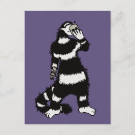 Weiße Katze Schädelmaske Whimsical Gothic Postkarte