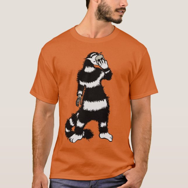 Weiße Katze Schädelmaske Whimsical Gothic T-Shirt (Vorderseite)