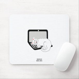 Weiße Katze Schlafen auf Laptop-Maus-Pad Mousepad
