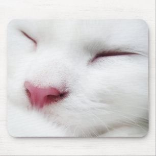 Weiße Katze Schlafmousepad Mousepad