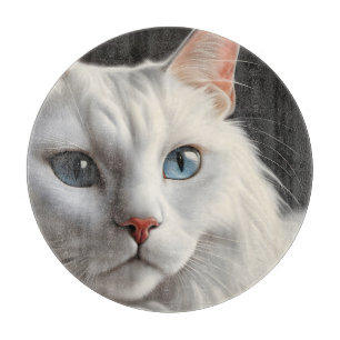 Weiße Katze Schneidebrett