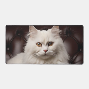 Weiße Katze Schreibtischunterlage