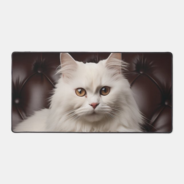 Weiße Katze Schreibtischunterlage (Vorderseite)