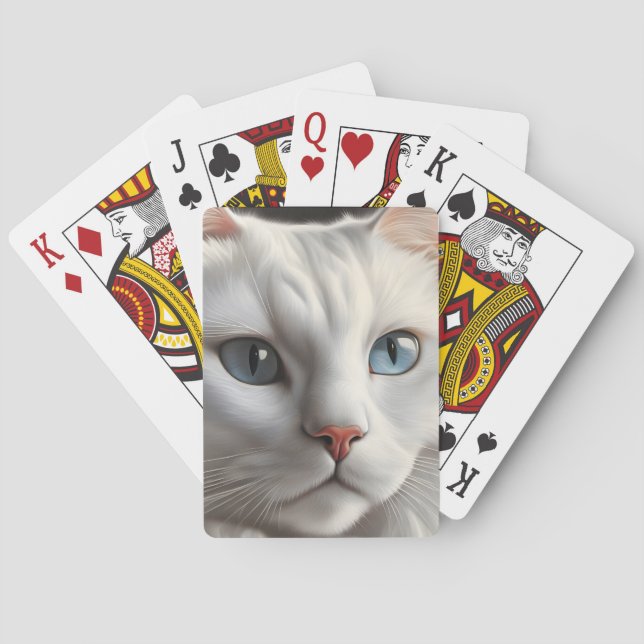 Weiße Katze Spielkarten (Rückseite)