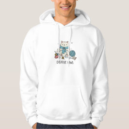 Weiße Katze strickt Winter-Cozy-Hobbybedarf Hoodie