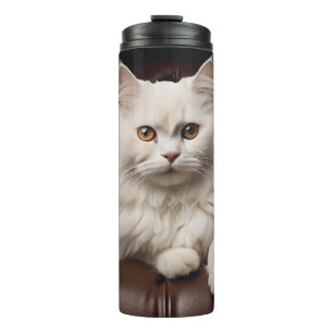 Weiße Katze Thermosbecher