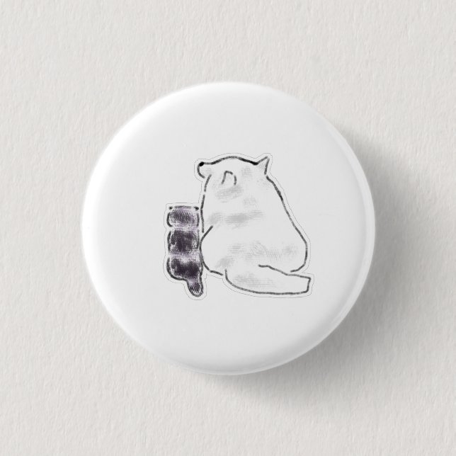 Weiße Katze und Begleiter-Plüschgeschenk Button (Vorderseite)
