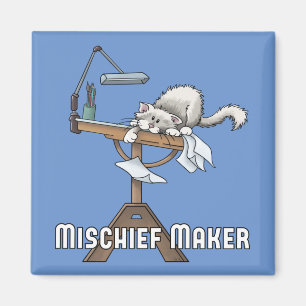Weiße Katze Unruhestifter Magnet