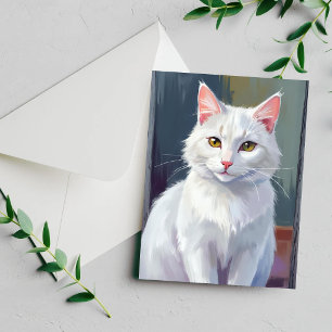 Weiße Katze   Wasserfarben-Katze Haustier-Malerei 