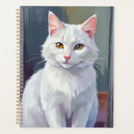 Weiße Katze | Wasserfarben-Katzen-Haustiermalerei Planer