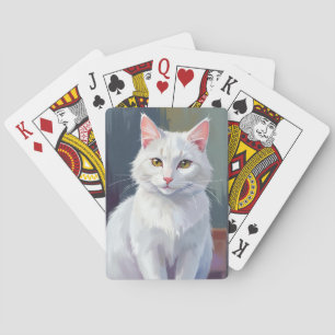 Weiße Katze Wasserfarben-Katzen-Haustiermalerei Spielkarten