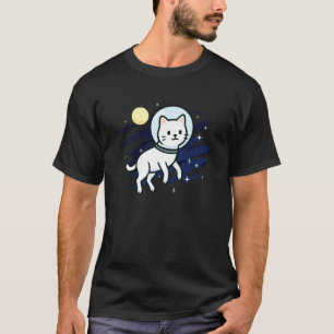 Weiße Katze Weltraum Astronaut Mond Tierliebhaber T-Shirt