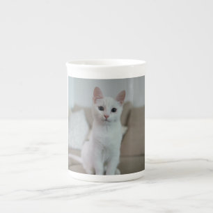 Weiße Katze Zazzle_Growshop. Prozellantasse