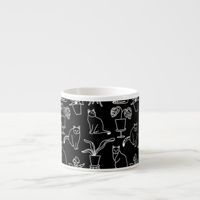 Weiße Katzen auf schwarz Espressotasse (Vorderseite)