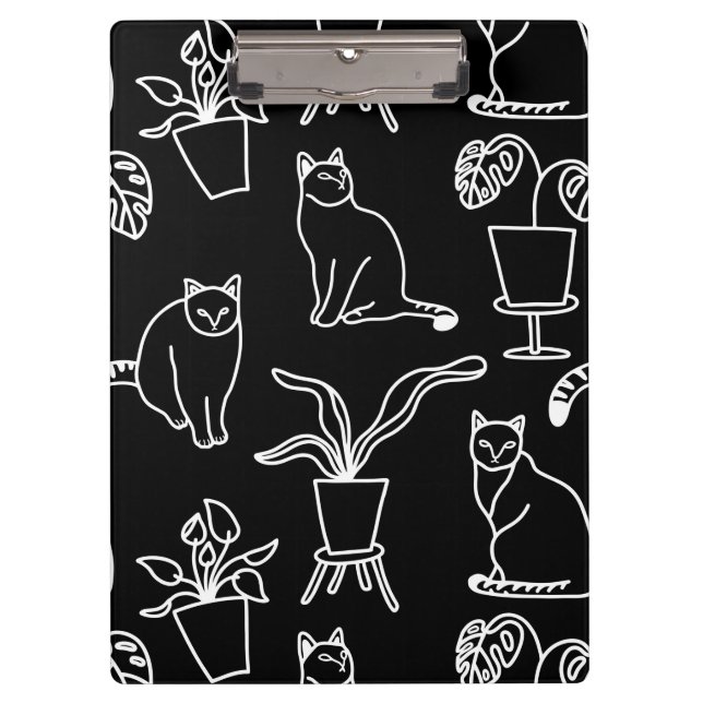 Weiße Katzen auf schwarz Klemmbrett (Vorderseite)