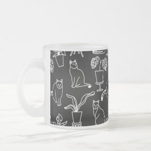 Weiße Katzen auf schwarz Mattglastasse
