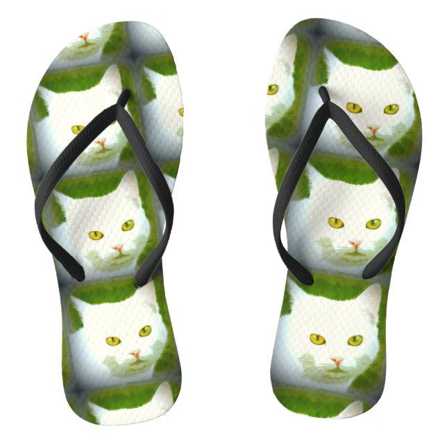 Weiße Katzen Flip Flops (Fußbett)