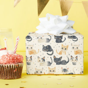 Weiße Katzen Muster Geschenkpapier