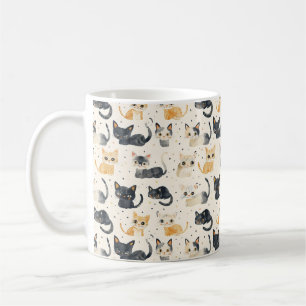 Weiße Katzen Muster Kaffeetasse
