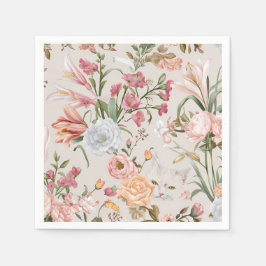 Weiße Katzen rosa Rosen floral Serviette