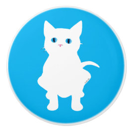 weiße Katzen-Silhouette Keramikknauf
