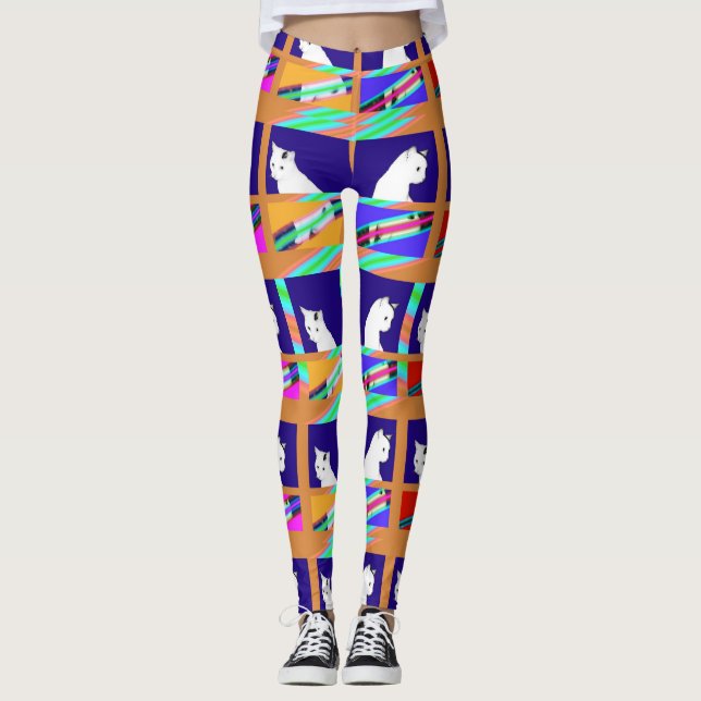 Weiße Katzen unter Windows Leggings (Vorderseite)