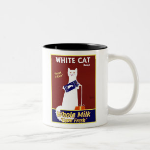 Weiße Katzenmarke ganz Milch Zweifarbige Tasse